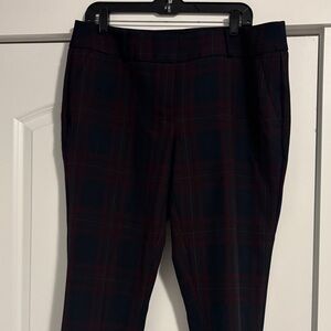 Ann Taylor Loft Plaid Pants in Navy and Burgundy Julie Skinny